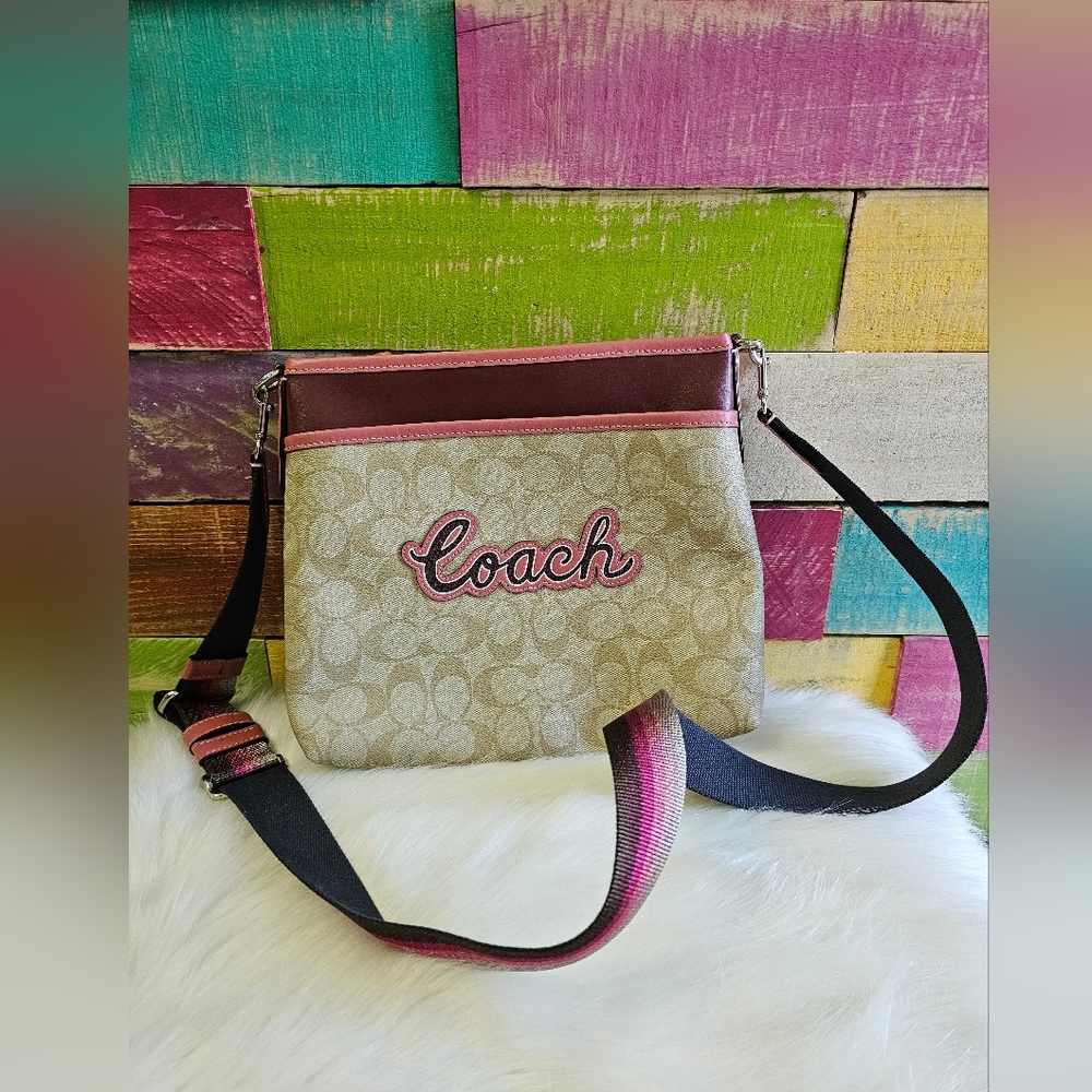 Coach Crossbody Pink, Tan & Red Like New